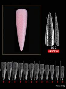 120pcs/Box Nail Art Crystal Nail Tips, Reusable Crystal Nail Extension With Patterns, Quick Gel Nail Extensions - Clear - View 6