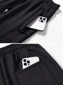 Men's Casual Outdoor Sports Sweatpants, Autumn/Winter, Fall - Black - View 5