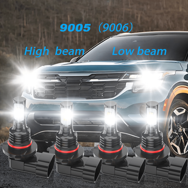 4x White For HondaCivic 2006 2007 2008 2009-2011 LED Headlight High Low Beam Bulbs Combo Kit
