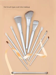 10支装化妆刷套装，带收纳架，包含眼影刷、遮瑕刷、修容刷、斜角刷、眼线刷，银色，化妆刷套装，化妆刷套装，化妆刷套装，全套化妆工具，化妆刷套装，化妆刷套装，化妆礼盒，套装，赠品，专业化妆刷，全套化妆工具 - 銀色 - 查看 6