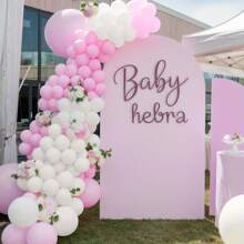 Kit de 109 piezas de arco de globos elegante rosa y blanco con cintas de satén y acentos de estrellas, ideal para duchas, bodas y cumpleaños. Incluye pancarta "Oh" y decoraciones para soporte de pastel, globos de cumpleaños - Multicolor - Ver 7