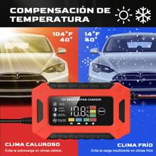 Cargador Inteligente Para Batería, 12V/6A Cargador de Batería de Plomo-ácido con Pantalla LED, Adecuado para Automóviles, Camiones y Motocicletas