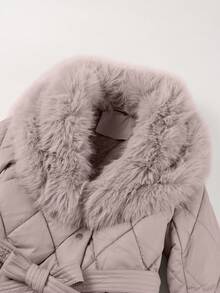 Jachetă de exterior Risissida pentru femei, palton matlasat minimalist, potrivit pentru toamnă - Caisă - Vizualizare 5