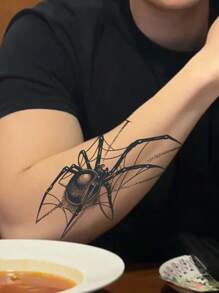 1 Stück Spinne temporäre Tattoos wasserdicht schweiß fest haltbar für 1-2 Wochen realistisch Kräutersaft anti-Reibung nicht reflektierend Faux Schwarz Fake Tattoos für Frauen und Männer Tattoo Aufkleber für Arme, Brust, Beine, Bauch, Taille modernistische Körperkunst