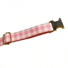 New Dual-Tone Plaid Zinc Alloy Clasp Pet Dog Collar, Adjustable Size Fit For Large, Medium, Small Dogs, Soft And Comfortable, Durable Zinc Alloy Clasp Plated In Gold, More Sturdy Than Plastic Clasp, Easy To Tighten And Quickly Release (Slight Color Variation Due To Leather Batch Difference, Random Color Delivery)