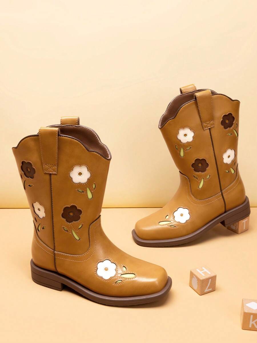Girls Cowgirl Boots Kids Mid Calf Western Boots Riding Shoes For Toddler/Little Kid/Big Kid - Camel - View 1