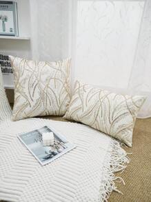 1pc Exquisite Bead Embroidery Cushion Pillowcase, Suitable For Multiple Room Types And Sizes, Machine Washable, Zipper Closure, No Pillow Core Gifts Birthday Graduation School Decor School Surprise Dormitory Decor Back To School Home Decor Room Decor School Supplies