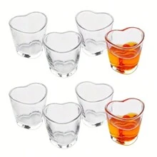6PCS, Love Wine Glasses, Romantic And Charming Heart-Shaped Glasses, Whiskey, Vodka Glasses, Perfect For Party, Holiday And Halloween Decorations