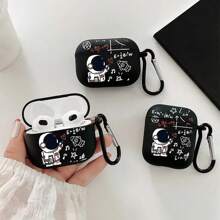 星空宇航员设计保护壳，兼容苹果Pro 2/1/2无线耳机 - 黑色 - 查看 2