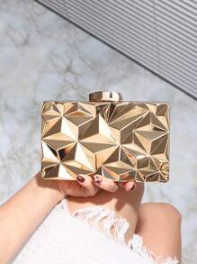1pc Fashion Metal Hard Case Evening Clutch, Women Bride Luxury Elegant Refined Crossbody Bag, Suitable For Wedding, Party, Ball, Birthday Gift, Valentine's Day Gift, Dress Matching, Holiday, Prom Bag For Party