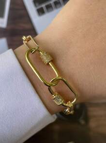 STYLEVER 1 PC Gold Carabiner Lock Clasp Chain,Gold Collision Silver Mountain Chain,Charm Chain,Stainless Steel Chain For Both Women And Girls