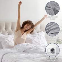 Queen Comforter Set, 7pc Bed In A Bag, Pleated Bedding Comforter Sets Queen, Gray/Silver - 5-white - View 7