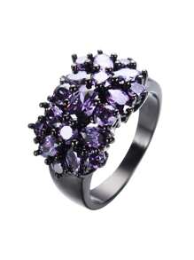 Vanel Anillo con diseño de diamante de imitación - Morado - Ver 5