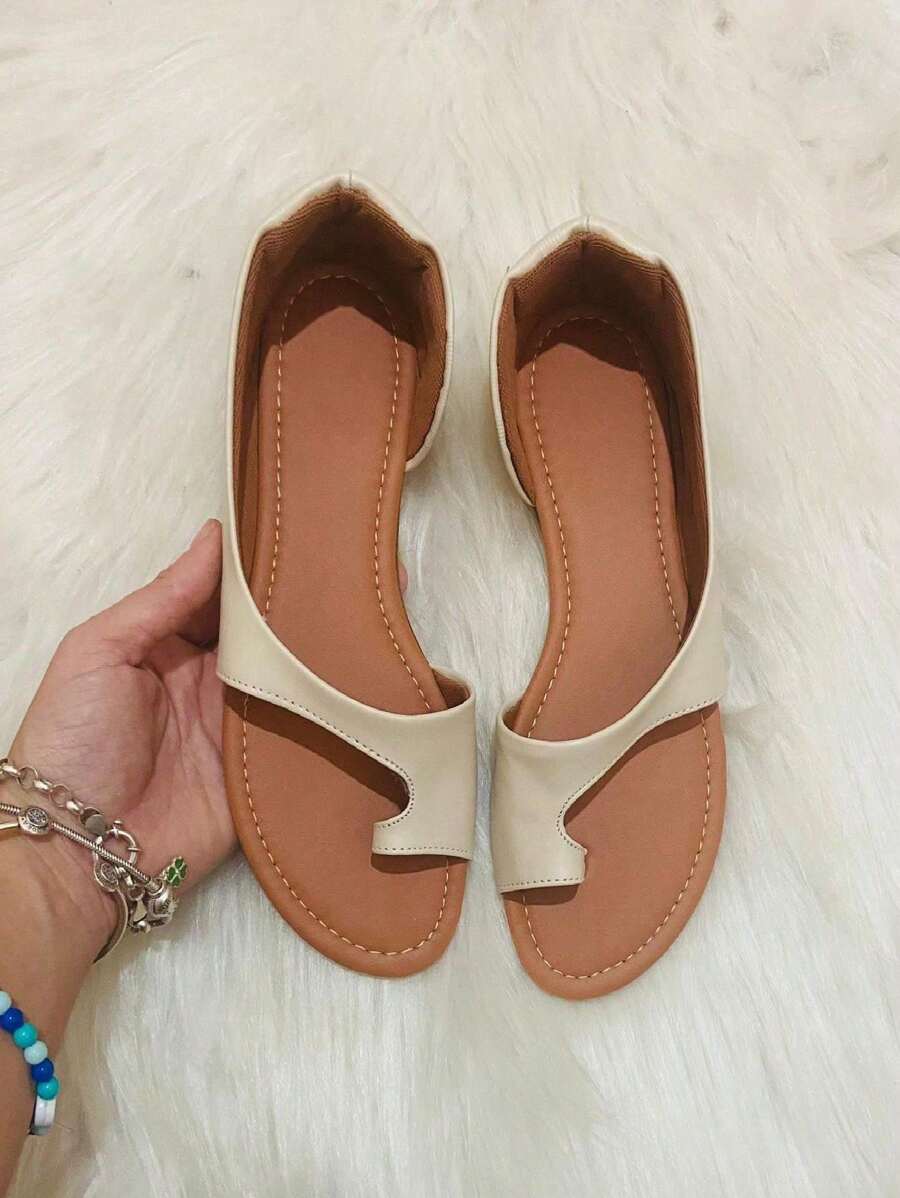 Women's Flat Sandals, Mule Slippers - Beis - Ver 1