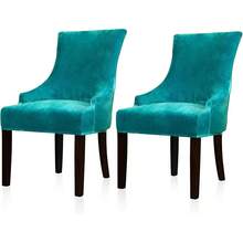 Stretch Wingback Chair Cover - Reusable Side Chair Slipcover, Accent Chair Protector Dining Room, Banquet, Home Decor (Silver, 2PC) - 02 天鵝絨藍綠色 - 查看 1