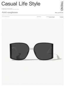 1 pieza Gafas de mujer de montura cuadrada curva de moda en color blanco para salidas, regalos de vacaciones y festivales de música