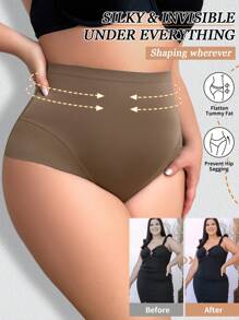 3pcs Women Plus Size Seamless High Waist Shapewear Pants, Waist And Abdomen Shaping, Butt Lifting, Tight Shorts Combo - Multicolor - View 7