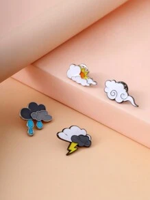 Fashionable Metal Brooch, Rain, Thunder, Weather Series Accessories, Alloy Drop Oil Brooch Pin Badge, Multi-Function Butterfly Clasp Decor, Suitable For Daily Clothes, Backpack Decoration, Wardrobe