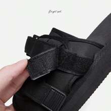 Men's Fashionable Hook Buckle Canvas Slip-On Adjustable Slippers, Casual Couple Beach Sandals For Indoor/Outdoor Wear