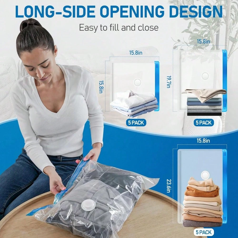 15 Pack Travel Vacuum Storage Bags With USB Pump Vacuum Packing Seal 15-pack-travel-vacuum-storage-bags-with-usb-pump-vacuum-packing-seal