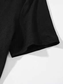 Customizable Women Short T-Shirt, Personalize With Photo, For Valentine's Day, Uniform, Company Logo, Name, Pet Photo, Family Photo, Your Exclusive T-Shirt, Anything Can Be Customized - Black - View 6