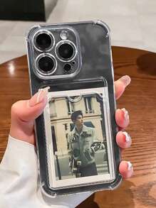 Portfel 1 szt. Minimalistyczny jednolity kolor Przezroczysty pokrowiec na karty, etui na telefon odporne na upadki, kompatybilne z iPhone 16 Pro Max, 14/13, 12, 11 Pro Max, XS Max, X, XR, 8, 7 Plus, Mini, odpowiednie jako prezent urodzinowy, dla dziewczyny, chłopaka lub do użytku osobistego