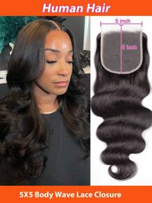 5x5 蕾丝封口波浪透明蕾丝封口巴西处女真人发封口自由部分已预拔