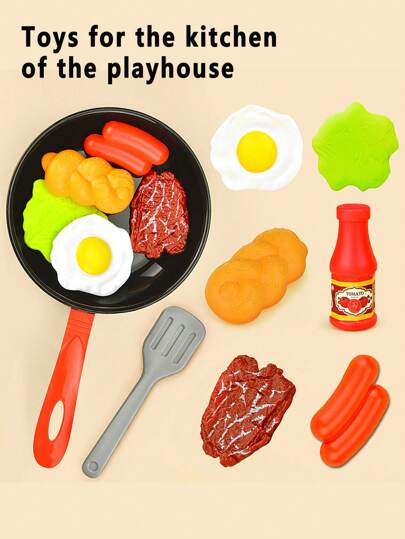 1 Set Kids Kitchen Pretend Play Cooking Toys, Frying Pan Cookware Set, Cooking Playset, Holiday Gift