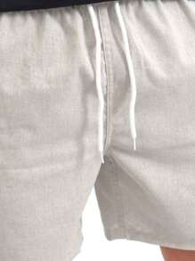 Men's Plus Size Linen Shorts Comfort Short Fashion Mauricinho Premium Basic Casual Quality - 米色 - 查看 3