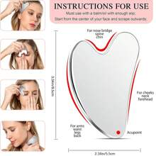 不锈钢刮痧面部工具刮痧器金属刮痧紧致皮肤按摩刮痧美容工具身体眼颈按摩器带旅行袋护肤礼品 - 銀色 - 查看 6