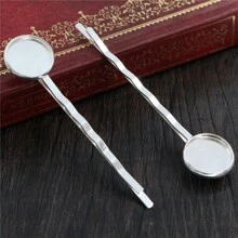 10pcs Simple DIY Hairpins Blank Base Setting Fit 12mm Cabochons Hairpin Fashion Jewelry Making Accessories Findings