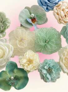 1 Stück mintgrüne Chiffon Blume Haarspange, süß und frisch für den Strandurlaub, Haraccessoires, Haarspangen, Haarklammern, Haarklammern