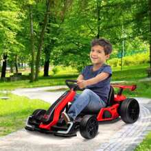 24V Electric Go Kart,Electric Drift Kart Car,Electric Drifting Go-Kart With 300W Powerful Motor Drift/Sport Mode,Big Battery,Eva Tire,Length Adjustmen Ride On Toys For Kids Racing Toy - 紅色 - 查看 6