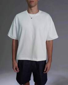 Plain Premium Boxy T-Shirt - Cream - View 1