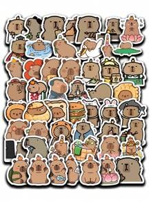64pcs Capybara Stickers Cute Brown Stickers, Vinyl Waterproof Stickers For Laptop,Decorate Party Skateboard Phone Case Water Cup Guitar Sticker Sticker Can Diy Sticker