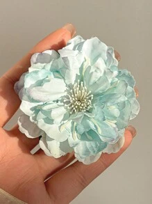 1 Stück mintgrüne Chiffon Blume Haarspange, süß und frisch für den Strandurlaub, Haraccessoires, Haarspangen, Haarklammern, Haarklammern