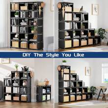 18-Cube Extra Large Book Shelf, DIY Cube Storage Organizer For Bedroom, Living Room, Home Office - Black - Black - View 11