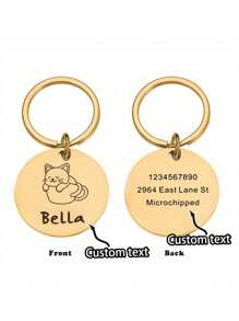 1pc Personalized Engraved Kitten And Puppy ID And Contact Information Anti-Loss Collar Tag Dog And Cat Nameplate Accessories