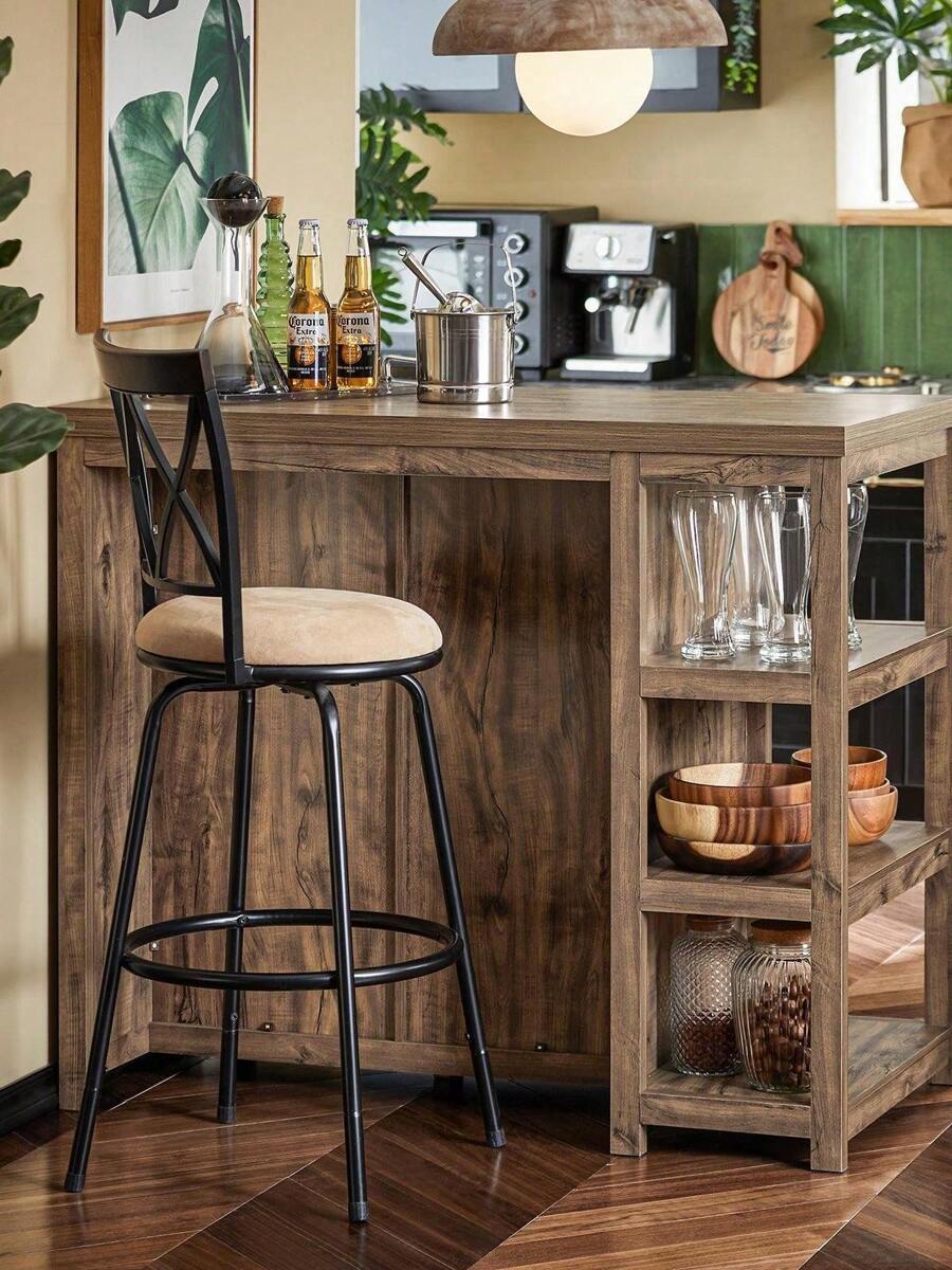 SoBuy SVW20-N, Kitchen Island Kitchen Cabinet Cupboard Sideboard Kitchen Breakfast Dining Bar Table Bar Cabinet - Brown - View 1