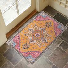 Washable Indoor Door Mat, Non Slip Retro Entryway Rug Doormat Quick Absorbent Entrance Rug Distressed Front Door Mat, Welcome Mats Floor Mat Doormats For Kitchen Home Patio - Gold/Pink - View 4