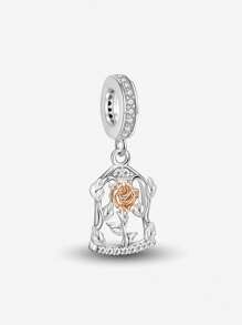 1 PC Real 925 Sterling Silver Rose Branch Pendant Charm Pendant Ball Suitable For Bracelets DIY Women's Jewelry