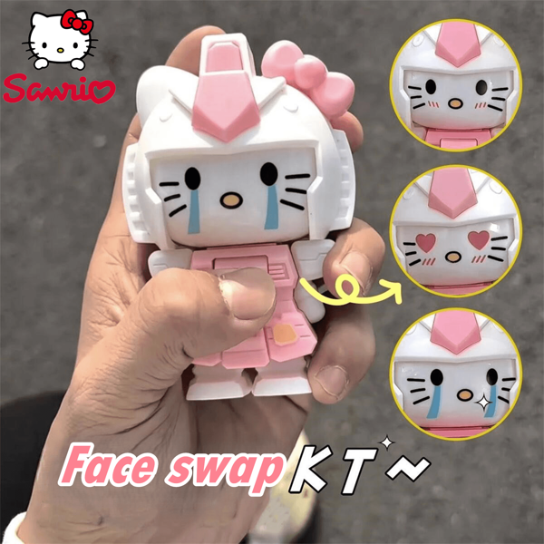 Sanrio 1 Pieza Nueva Figura de Hello Kitty, Diseño de Cambio de Cara, Coleccionable de Plástico, Sin Necesidad de Electricidad, Regalo de Navidad Perfecto, Juego Interactivo para Amigos y Familia, Regalo para Fiesta Festiva, Juguete de Cambio de Cara de Gato KT, Juguetes Creativos y Regalos de Cumpleaños