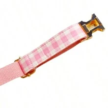 New Dual-Tone Plaid Zinc Alloy Clasp Pet Dog Collar, Adjustable Size Fit For Large, Medium, Small Dogs, Soft And Comfortable, Durable Zinc Alloy Clasp Plated In Gold, More Sturdy Than Plastic Clasp, Easy To Tighten And Quickly Release (Slight Color Variation Due To Leather Batch Difference, Random Color Delivery)