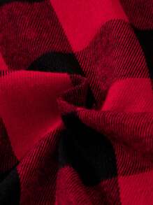 Teen Boys' Red & Black Plaid Turndown Collar Long Sleeve Casual Shirt - Black - View 7