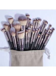 30pcs Professional Makeup Brush Set Foundation Concealers Eye Shadows Powder Blush Blending Brushes Beauty Tools With Bag