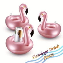 12 Pieces Inflatable Drink Holder Flamingo Drink Floats Reusable Inflatable Cute Animal Cup Coasters Pool Cup Holders For Summer Swimming Party, Beach Essentials, Beach Accessories - Rose Gold - View 5