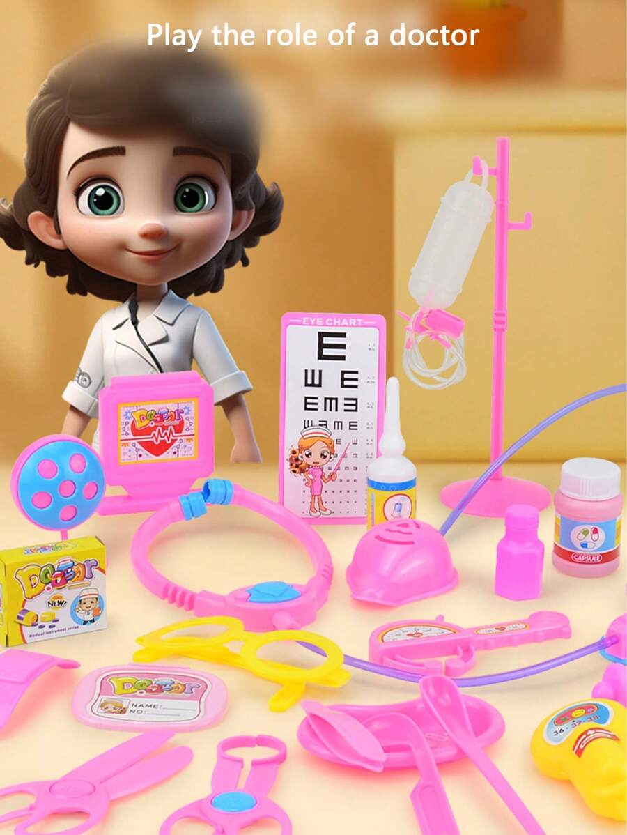 1套儿童角色扮演医生玩具套装,益智开发玩具,节日礼物,配件颜色随机 - 彩色 - 查看 1