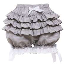 Womens Lolita Bloomers Ruffles Pumpkin Pants Bottom Shorts Lace Trim Layered High Waist Shorts Pettipants - Grey - View 1