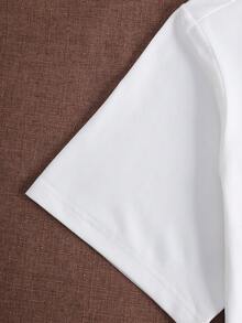 Gotischer dunkel Totem Muster Rundhals Kurzarmshirt, lässige und vielseitige Oberteile für Frauen, Sommer & Frühling - Weiss - Übersicht 4