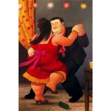 1pc Vintage Fernando Botero Art Dik Persoon Canvas Schilderij Paar Dansende Prints Muurschildering Grappige Figuren Muurkunst Poster Voor Woonkamer Decor Geen Lijst